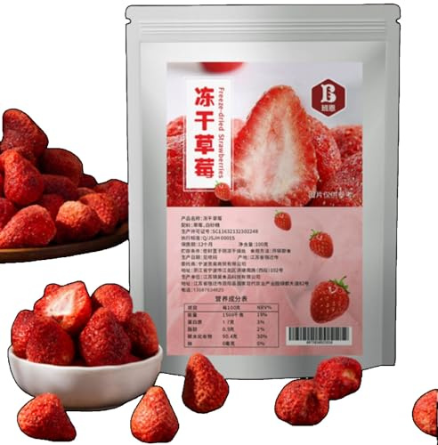 WSYLS-Fraises Fruits Frais Lyophilisée 100g | Riche En Vitamine C | Collation Végétalienne | Sans Conservateurs Ni Arômes Artificiels | Convient Aux Ingrédients Du Yaourt, De La Pâtisserie Ou Du Petit