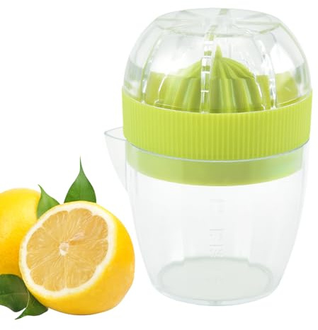 Citrus Juicer, Small Manual Juicer with Measuring Juicer and Strainer, Portable Kitchen Utensil, Multi-Function Fruit Juicer Lemon Squeezer for Home Outdoor