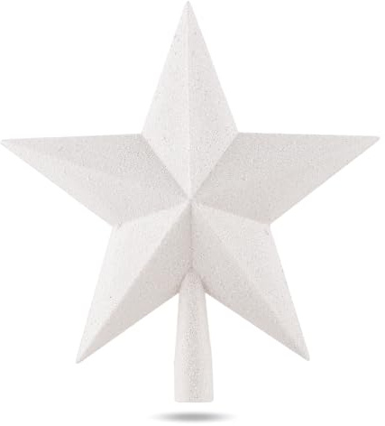 Stern Weiss Christbaumspitze Baumspitze Spitze Aufstecker für Tannenbaum Tannenbaumspitze Weihnachtsbaum Weihnachten (Stern-Voll-Weiss)