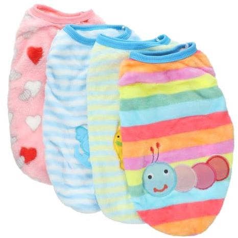 MUELODSIC 4pcs Flannel Pet Thermal Vest Warm Preservation Dog Clothes for Party Dog Outfits Small for Tea Cup Puppies and Kittens