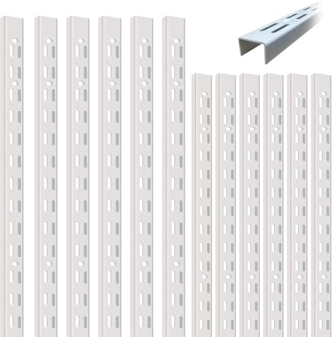 Lemitung 47.5-Inch Dual-Track Wall Shelf Rails, 12Pack, White