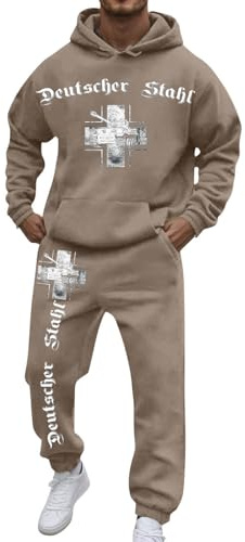 RUMAOZIA Deutschland Jogginganzug Herren Set 2 Teiler Trainingsanzug Freizeitanzug Einfarbig Hoodie Langarm mit Taschen Hausanzug Fitness Kapuzenjacke Jogginghose Sportanzug Gym Tracksuit