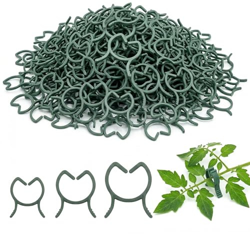 Aeutabs 300 Stück Pflanzenklammern, Pflanzenclips, Pflanzenclips für Kletterpflanzen, Pflanzen Klammern, Pflanzen Befestigung, inklusive 100 Großen, 100 Mittleren Und 100 Kleinen Größen,Grün