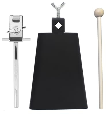 Vroomoto Metall-Kuhglocken-Set, Verstellbarer Klemmgriff, Stick-Drum-Kit-Spieler, 6-Zoll-Kuhglocke