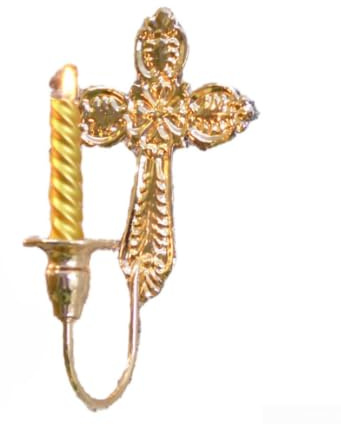 Portacandele a forma di croce in ferro, progettato per appendere alla parete, adatto per Pasqua e chiesa, supporta candele da 2 cm (oro)