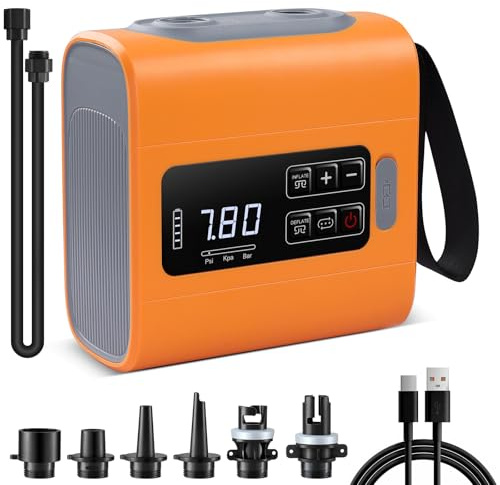 PELLOR 22PSI Electric SUP Pump, Rechargeable Paddle Board Pump, Dual-Stage Inflation and Deflation, Automatic Shut-Off, Portable Electric Pump, Suitable for Paddle Boards, Kayaks, Inflatable Boats