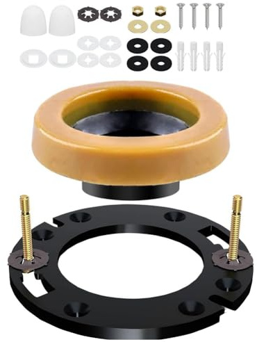 Wesafrae Toilet Sealant Kit with Wax Ring, Reinforced Flange& Bolts-Leak-Proof,Easy Installation, Includes Mounting Hardware(Replacement Parts)