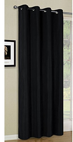 Vorhang Blickdicht Schal, Matte lichtdurchlässige unifarbene Gardine mit Ösen. Material aus Microsatin-Gewebe, 175x140, Schwarz 20405