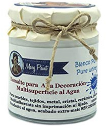Mary Paint Pintura para Muebles Efecto Chalk Paint,multisuperficie, mate, Blanco Puro - 750ml resistente al desgaste muebles, piel, nautica,cocinas, marmol (Blanco Puro, 250 ml)