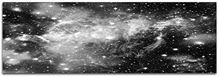 Leinwandfoto als Panorama SCHWARZ/WEISS 120x40cm Sterne Lichter Weltraum abstrakt