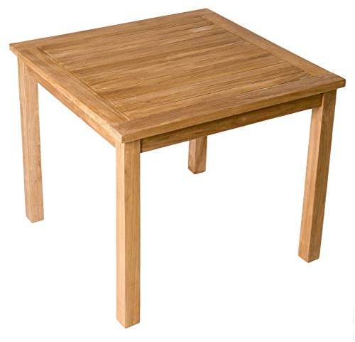 Divero quadratischer Gartentisch Como aus Teakholz, behandelt - für den Innen- und Außenbereich - Farbe: Braun