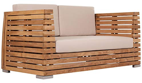 Teako Design Lounge Sofa 2-Sitzer Picardie Teakholz robust wetterfest Couch Gartenmöbel Sitzlounge Gartensofa Outdoor
