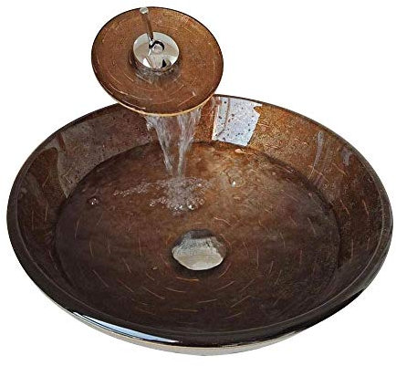 HomeLava Lavabo da Appoggio per Bagno Lavabo in Vetro Temperato Moderno Rotondo Lavandino per Bagno Design Incisione