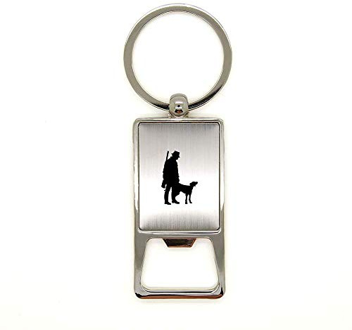 Mygoodprice Porte clé en métal alu brossé Chasseur et Chien décapsuleur Gravure Laser