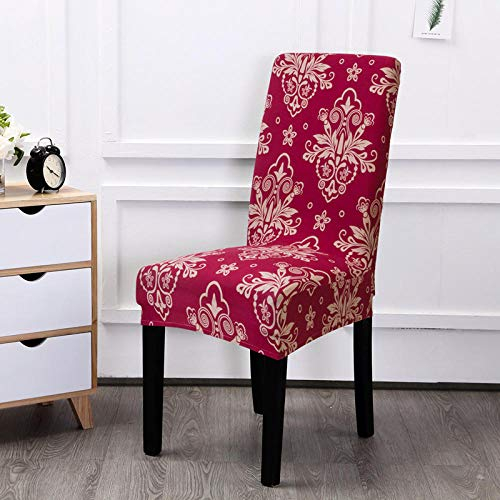 HNDXLHH Stuhlhussen 6er Set Roter Barock Stuhlhusse Universal Stretch Stuhlbezug Moderne Hussen Für Stühle Protector Stuhlüberzug Für Hotel Esszimmer Zeremonie Hochzeit Party