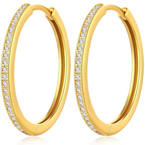 Creolen Gold Damen Ohrringe Creolen Gold Groß Kreolen Goldene Creole Silber 925 Vergoldet Ohrringe Frauen