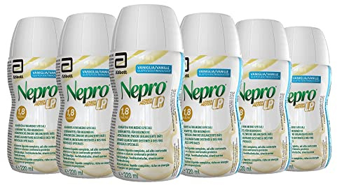 Abbott Nutrition Abbott Nepro LP Alimento ad Alta Densità Calorica e Ridotto Contenuto Proteico Formato Bevanda, Confezione 6 x 220 ml, Gusto Vaniglia