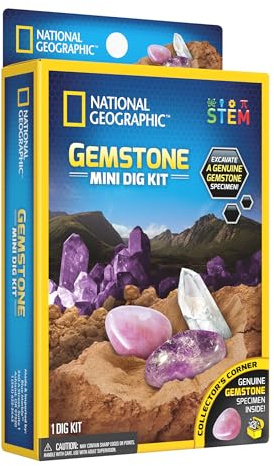 National Geographic Mini-Dig-Gem Bildungs-Set: Geologie-Set mit Überraschungs-Gemstein für Kinder ab 8 Jahren