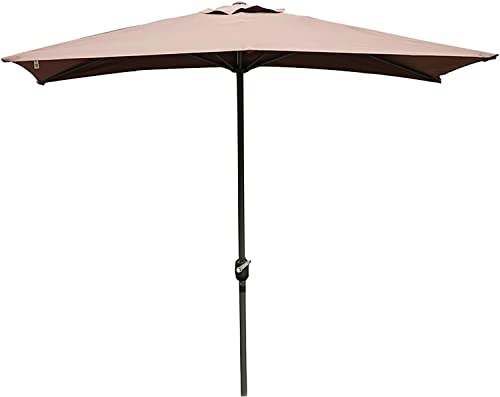 ATAAY Rechteckiger Sonnenschirm, Halber Sonnenschirm für die Außenterrasse, 250 x 130 cm, 200 g/㎡Wasserdichtes Polyester, 5 Rippen (Creme) (Hellbraun)