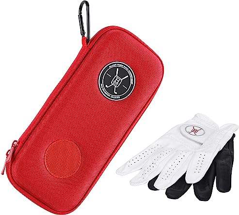 Handy Picks Performance Golf handske väska – håller dina golfhandskar rena och torra – luften rinner genom baksidan för att lämna fukt ute (röd)