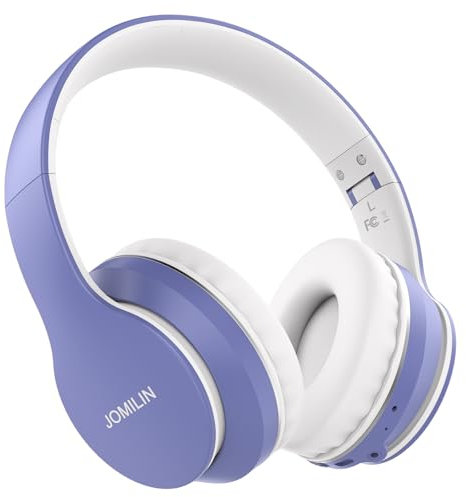 JOMILIN B9 Casque sans fil supra-auriculaire, 60 heures de lecture, léger, pliable, Hi-Fi, stéréo, basse, casque Bluetooth avec micro, contrôle du volume, casque pour iPad/voyage/tablette/PC (violet)