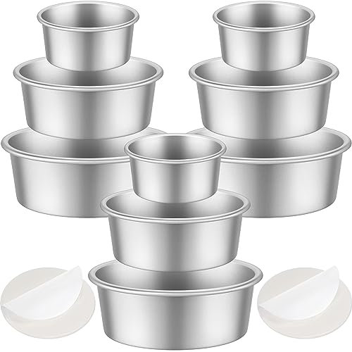 Mumufy Juego de 9 moldes redondos de aluminio para tartas, antiadherentes, pequeños, moldes redondos para hornear tartas de queso para fiestas en casa (6 pulgadas, 8 pulgadas, 10 pulgadas)