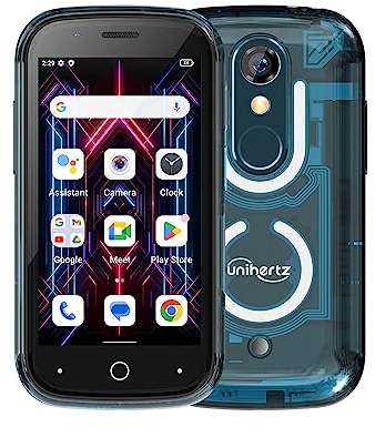 Unihertz Jelly Star Mini Smartphone, 3 Inch the World's Smallest Tiny Cell Phone 4G Android 13 Transparent Design LED Light NFC OTG, Blue (NO Charger)
