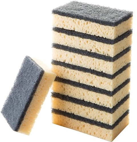 WOFASHPURET 8piezas Esponjas De Cocina Doble Cara Esponja para Limpieza Multiusos Sin Rayar Utensilios y Ollas para Uso Cocina y Baño Negras