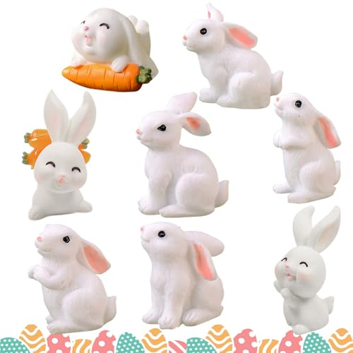 Miniatur Kaninchen Figur, 24 Stück Osterhase Kaninchen, Mini Osterhasen Figuren Deko, Miniatur Kaninchen Figur Hasen Dekofigur Tierfigur Miniatur Garten Deko Kuchen Topper, Osterhase Desktop Ornamente