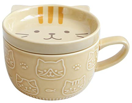 caapmony de café de cerámica creativa con tapa, , tazas de porcelana, familia, leche y jugo (amarillo)