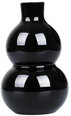 LIFKOME Obsidian Gourd Meditation Ornament Natural Black Obsidian Stone Decorative Gourd for Living Room Bedroom Table Accent Scrying Stone