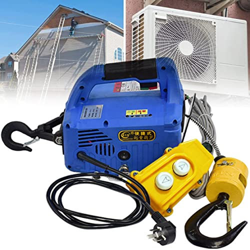 CYMYYDS 1500W Elektrische Seilwinde 110V/230V mit Kabellose Fernbedienung 500KG Hebezeuge 5m Maximale Hubhöhe, inkl. 8m drallfreiem Drahtseil,Blue-500kg