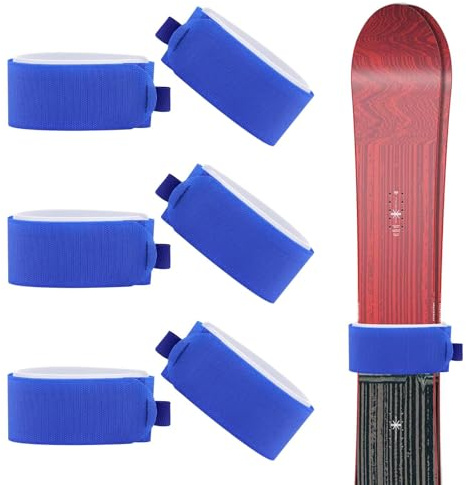 HYMAIPROSPERITY 6Pcs Adjustable Blue Nylon Ski Straps Fasteners Ski Wraps Ties Soft Bands Tapes for Snowboard Carrying Strap