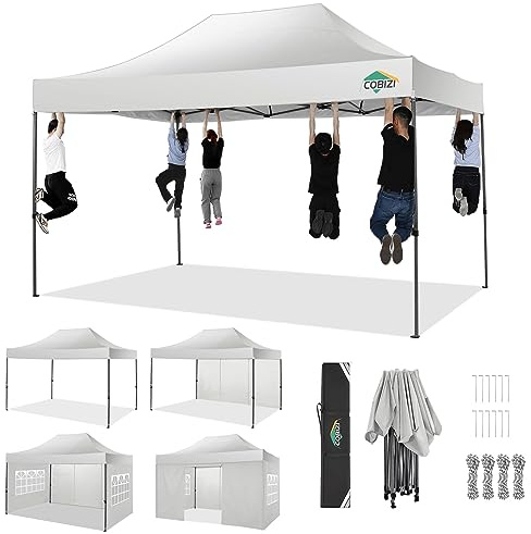 COBIZI 3x4,5 Pavillon Faltpavillon 3x4,5 Wasserdicht Stabil Winterfest 3.0, Gartenpavillon UV Schutz mit 4 Seitenteilen Festival Partyzelt Sonnenschutz Pavillon, Weiß | Pop Up Faltpavillon, Gartenpavillon mit Tragetasche, Partyzelt für Outdoor, Verstärkter Rahmen, Einfache Montage, Weiß