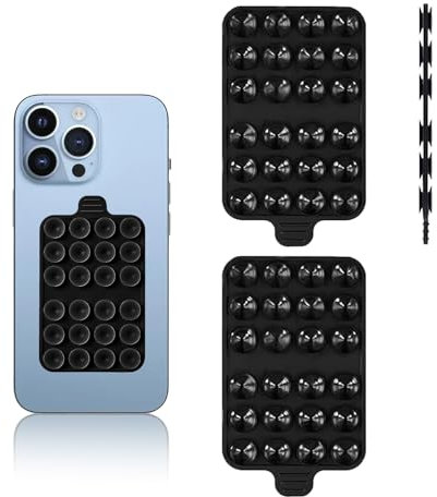 Vilbocr Silikon-Saugnapf-Handyhüllen, doppelseitig, rutschfest, Saugnapf-Handyhalterung, freihändiges Handy-Zubehör für Selfies und Videos, für Handy (schwarz), 2 Stück