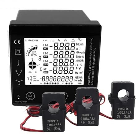 Compteur d'énergie Compteur de consommation d'énergie triphasé Compteur d'énergie électrique intelligent kwh 96 * 96 mm avec compteur de panneau CT 50/100/150/200A AVW RS485 Modbus(Meter With 100a Ct)