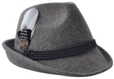 Edelnice Traditionell kostym hatt av 100 % ull med äkta fjäder, storlek 55–59, 7, LJUSGRÅ, 57