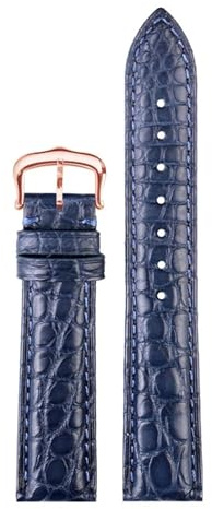 SYFCSEW Kompatibel mit Cartier London Solo Tank Damen-Uhrenarmband aus echtem Alligatorleder, 16 mm, 17 mm, 18 mm, 19 mm, 20 mm, amerikanisches Krokodilleder-Armband for Herren(Blue-rose gold A,17mm-w