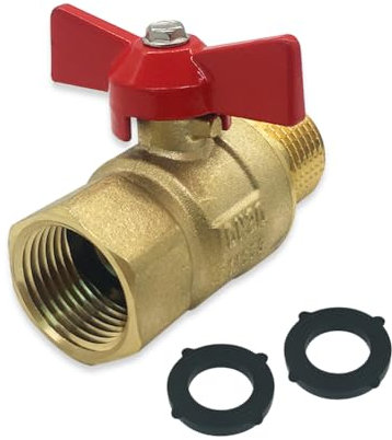 Hooshing Heavy Duty Brass Garden Hose Shut Off Valve 3/4” GHT Male to Female Thread Full Flow Water Hose Connector