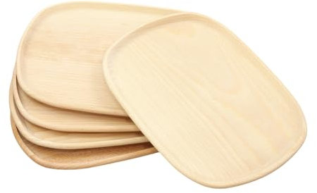 Platos de madera de haya para aperitivos, 25 x 17, juego de 5 unidades