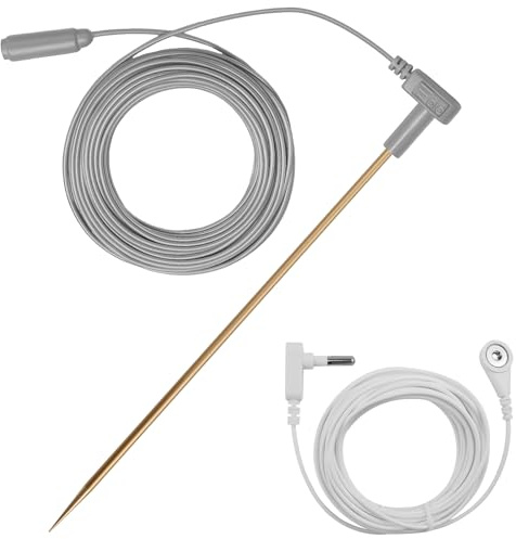 Copper Grounding Rod Kit with 40ft Grounding Wire & Alligator Clip, Portable Ground Rod for Grounded Earth Connection, Includes Copper Grounding Rod for Mat, Sheet, Pillowcase, Blanket Use (1 Pack)