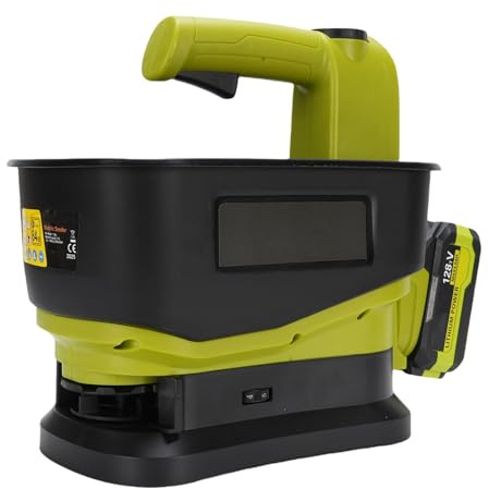 Depisuta Saatgutstreuer, wiederaufladbarer Handstreuer mit 4000mah Li-Akku, batteriebetrieben, für Rasensaat, Steinsalz, Dünger & Eisschmelze, ergonomisches Design