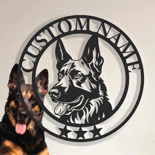Custom German Shepherd Metal Wall Sign | Personalized Dog Name Art | Stylish Room & Home Decor | Unique Gift for Dog Lovers & Pet Owners | 8 to 24 Inches
