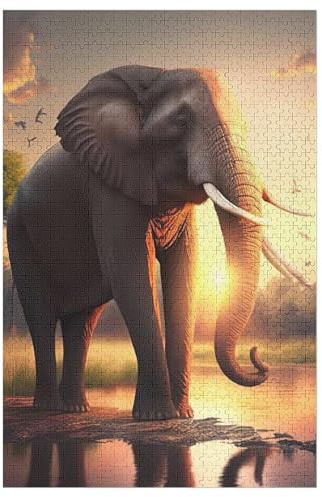 Elefant 1000 Teile Premium-Puzzles Für Erwachsene Kinder- Holzpuzzles Spaß Und Lernspiele - Perfekte Puzzle-Geschenke 78×53cm