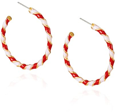 Zuckerstangen Ohrringe Weihnachtsohrringe für Damen Weihnachts-Creolen Rot-Weiße Lustige Ohrringe Weihnachten Weihnachtsschmuck für Partys, Zusammenkünfte und Abendunterkünfte