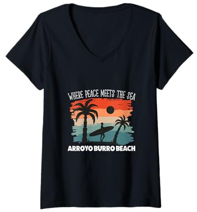 Mujer Paz Junto al mar - Playa de Arroyo Burro Camiseta Cuello V