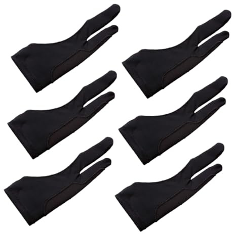 FRCOLOR 6pcs Two Finger Gloves Comfortable Gloves for Painting Tablet Tracing Pad
