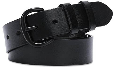 JASGOOD Ceinture Femme Cuir Ceinture Noire pour Jeans Pantalons et Robes avec Boucle à Épingle