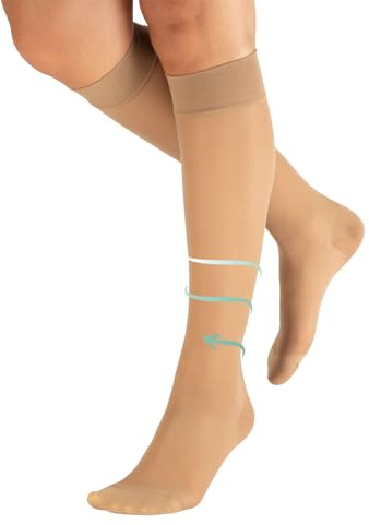 CALZITALY Paket 1/2 kompressionsstrumpor med stark graderad kompression 15–21 mm/Hg | Svart, Beige | XS/S, S/M, L/XL | 140 den | tillverkad i Italien (beige, XS/S)