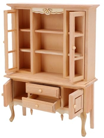VGEBY Meuble Miniature pour Maison de Poupée en Bois de Bouleau et contreplaqué à l'échelle 1/12 avec Tiroirs Fonctionnels pour Collectionneurs, étagère d'exposition, Décoration de la Maison